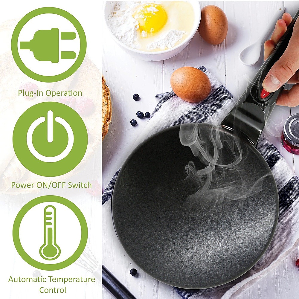 Nonstick Coating Pan Style Hot Plate Cooktop with ON/OFF Switch PKCRM08 Sound Around NutriChef Electric Griddle Crepe Maker Automatic Temperature Control & Plug-in Operation for Kitchen & Countertop