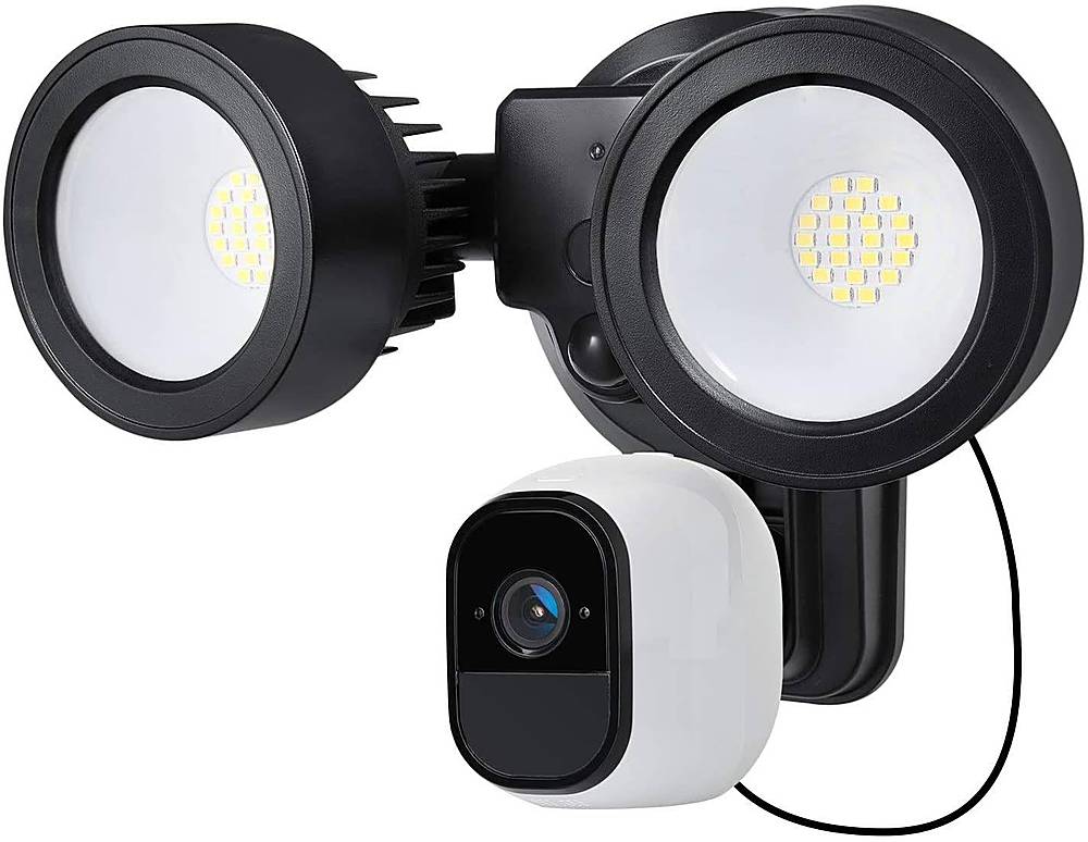 Left View: Wasserstein - Floodlight with Charger for Arlo Pro and Arlo Pro 2 Surveillance Cameras - Black