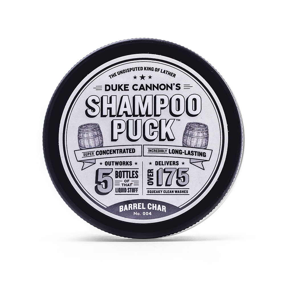 Left View: Duke Cannon - Shampoo Puck - Barrel Char No. 004 - Multi