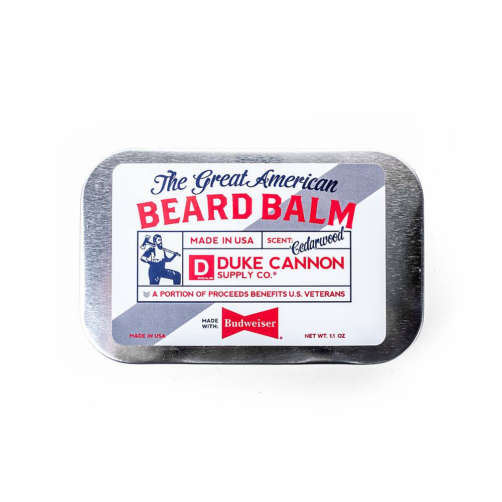 Left View: Duke Cannon - Great American Beard Balm - Made with Budweiser - Multi