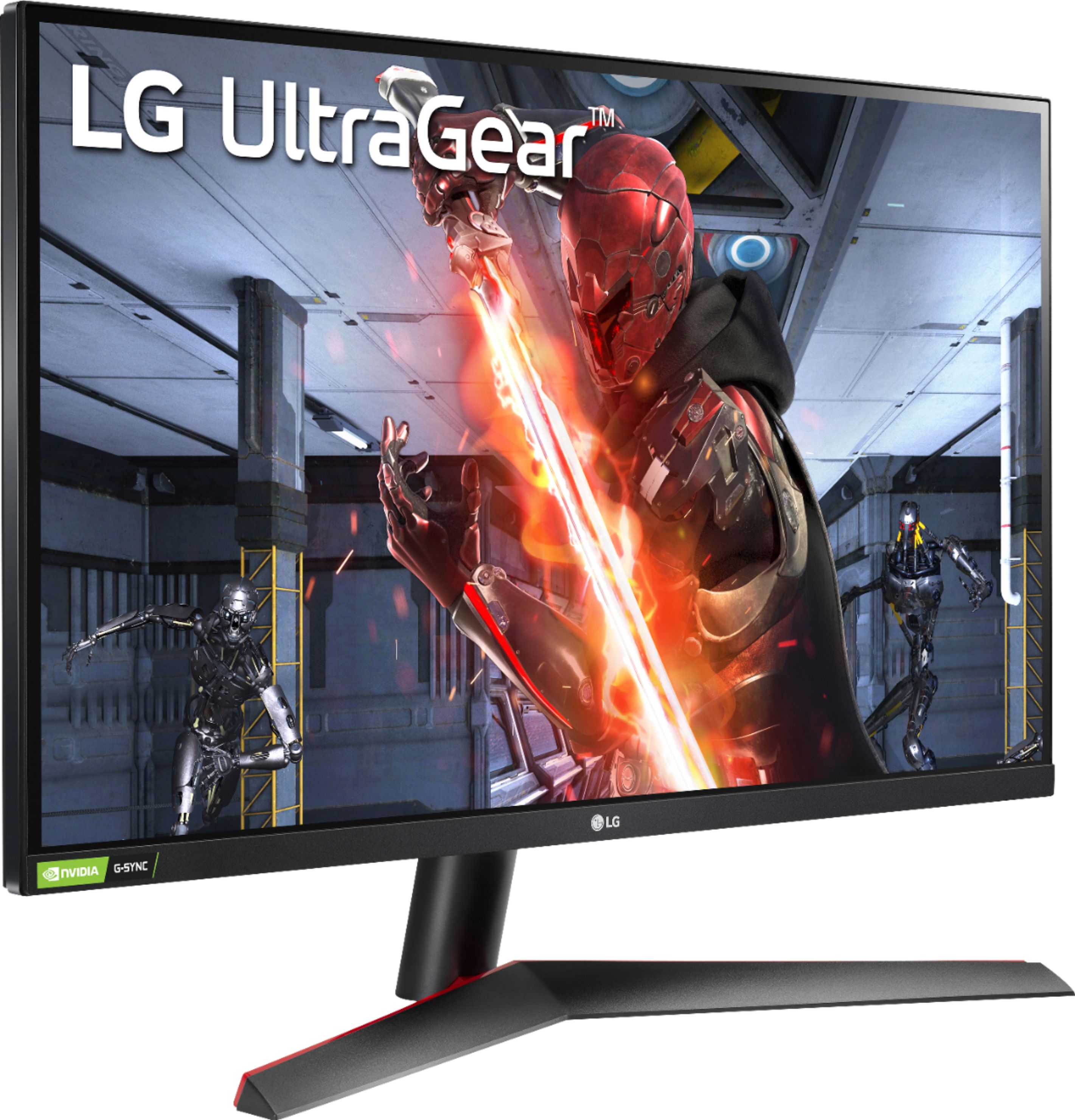 Angle View: LG - UltraGear 27" IPS LED FHD G-Sync Compatible Monitor with HDR (DisplayPort, HDMI) - Black