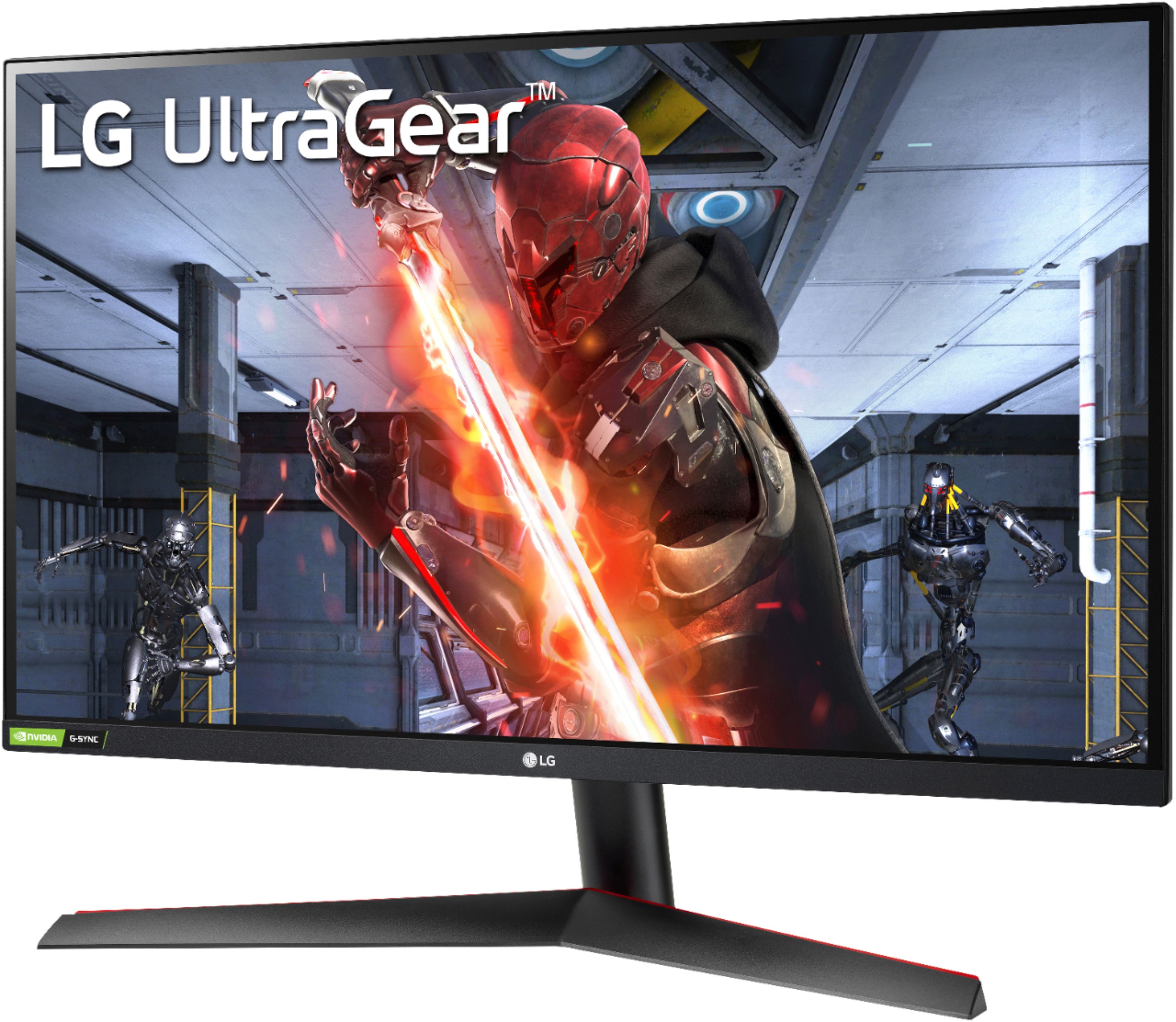 Left View: LG - UltraGear 27" IPS LED FHD G-Sync Compatible Monitor with HDR (DisplayPort, HDMI) - Black