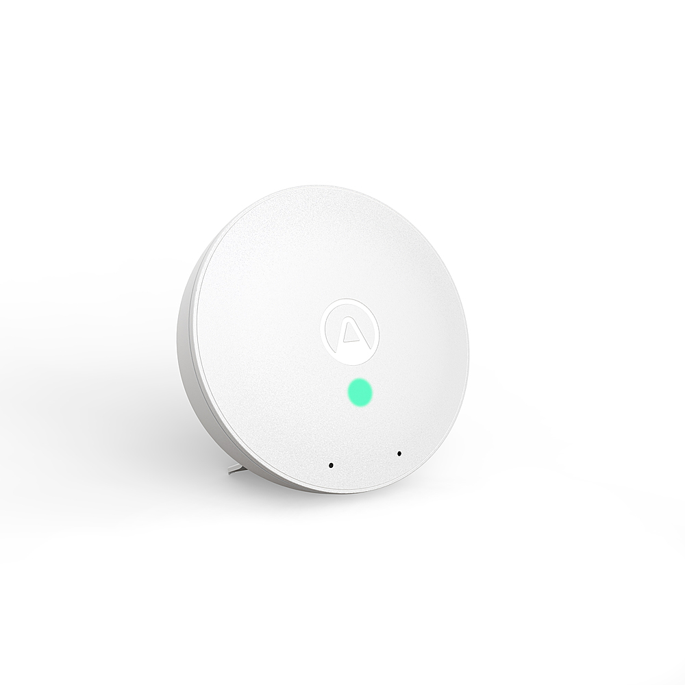 Angle View: Airthings - Wave Mini Indoor Air Quality Monitor w/TVOC, Temp & Humidity sensors w/Mold Risk Indicator - White