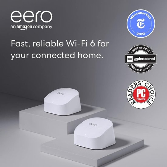 eero 6 AX1800 Wi-Fi 6 Dual-Band Gigabit Mesh System (Router Only, White)