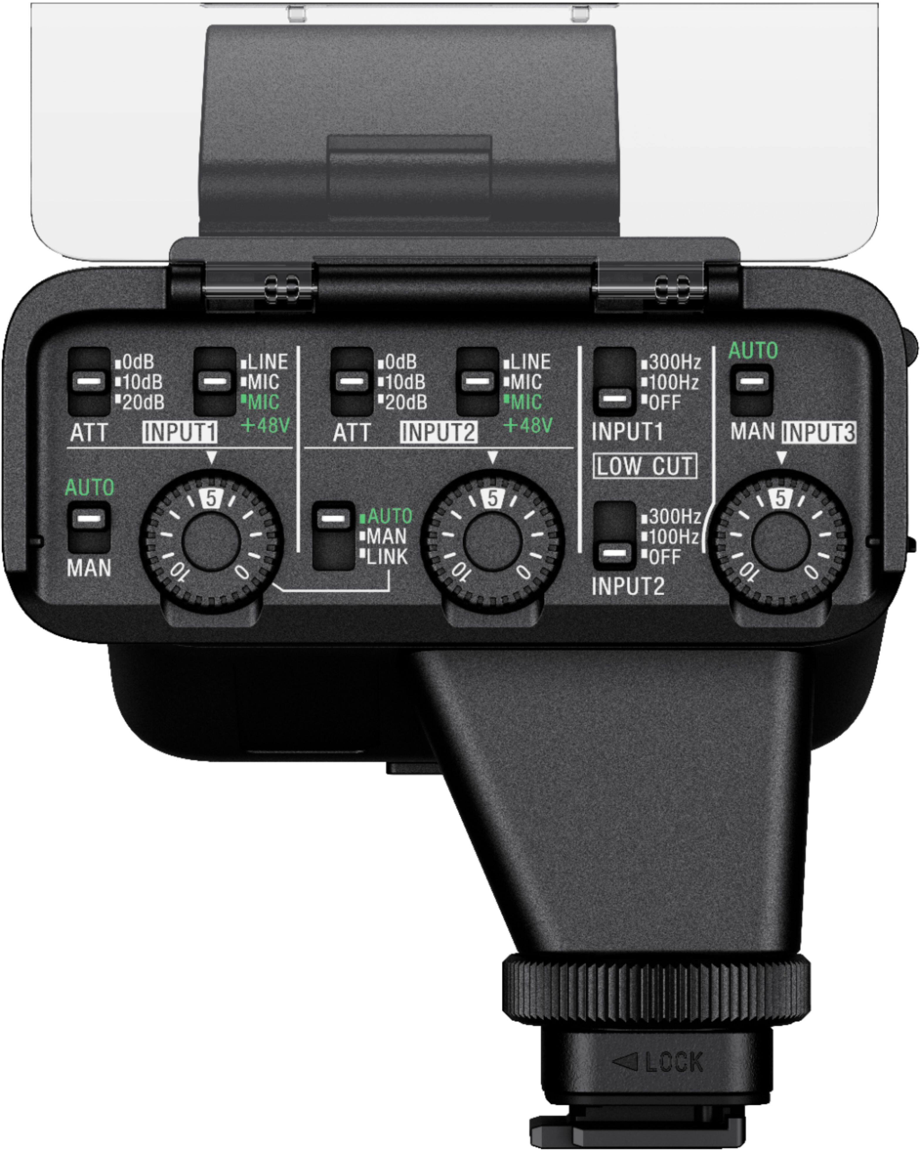 Left. Sony - XLRK3M Dual Channel Digital XLR Adaptor Kit with Shotgun Microphone - Black.