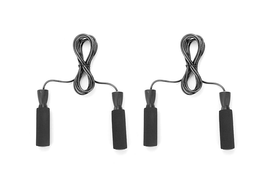 Front Zoom. Mind Reader - 2 Pack Adjustable Jump Rope with 5.25" Memory Foam Ergonomic Handles - Black.