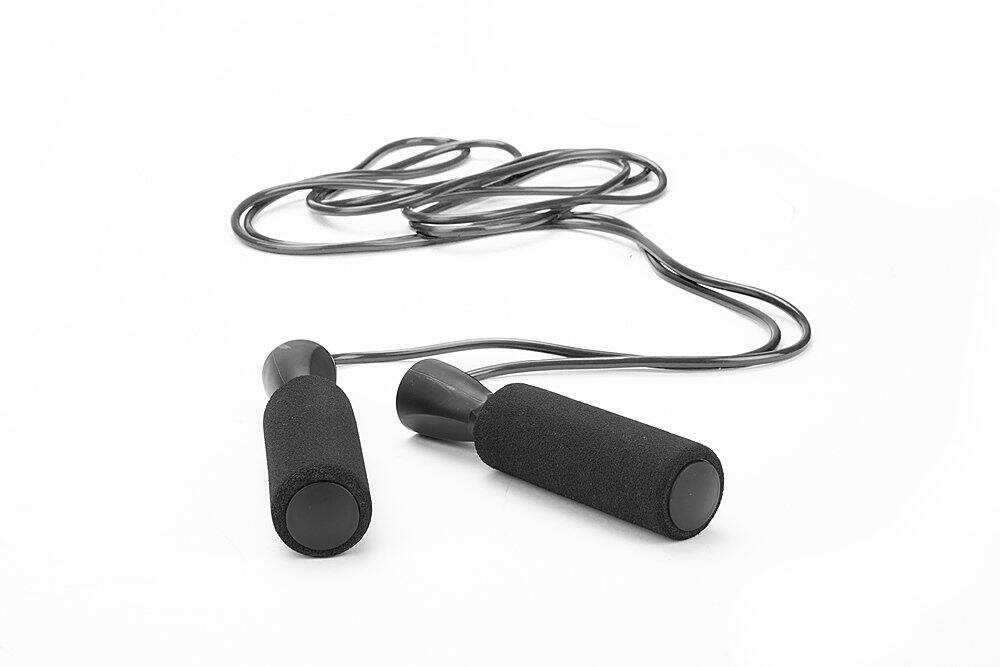 Left View: Mind Reader 2 Pack Adjustable Jump Rope with 5.25" Memory Foam Ergonomic Handles - Black
