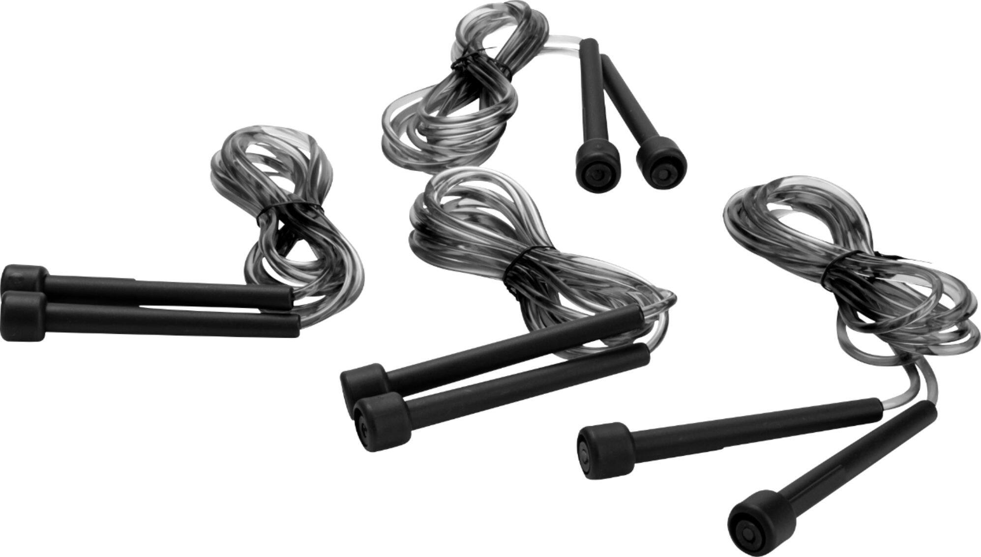 Left View: Mind Reader Set of 4 Adjustable Jump Rope  4.75" Handle - Black