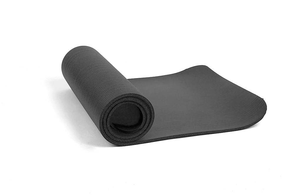 Left View: Mind Reader 1/2 Extra Thick Yoga Mat - Black