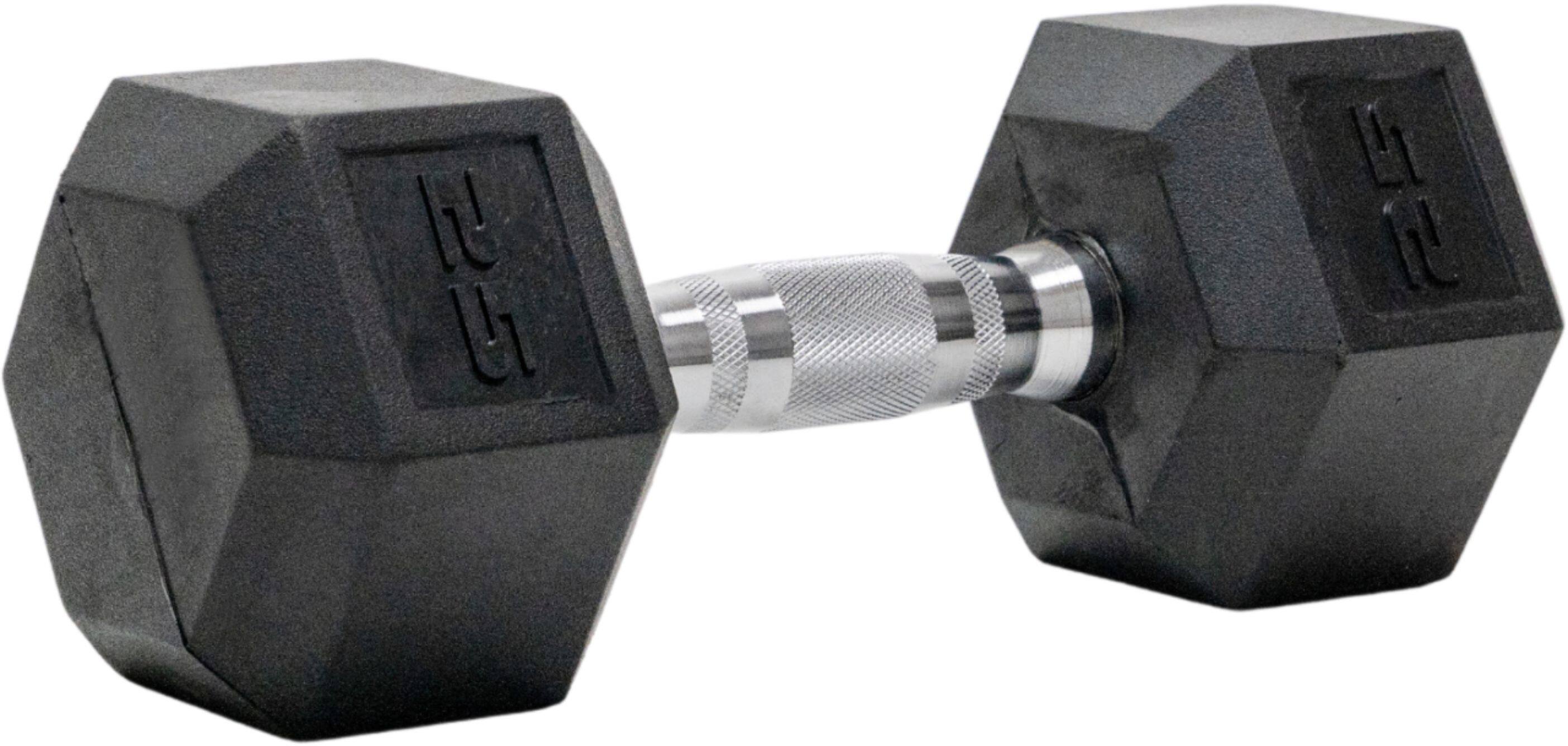 Angle View: Tru Grit - 25-lb Hex Rubber Coated Dumbbell Single - Black/Silver