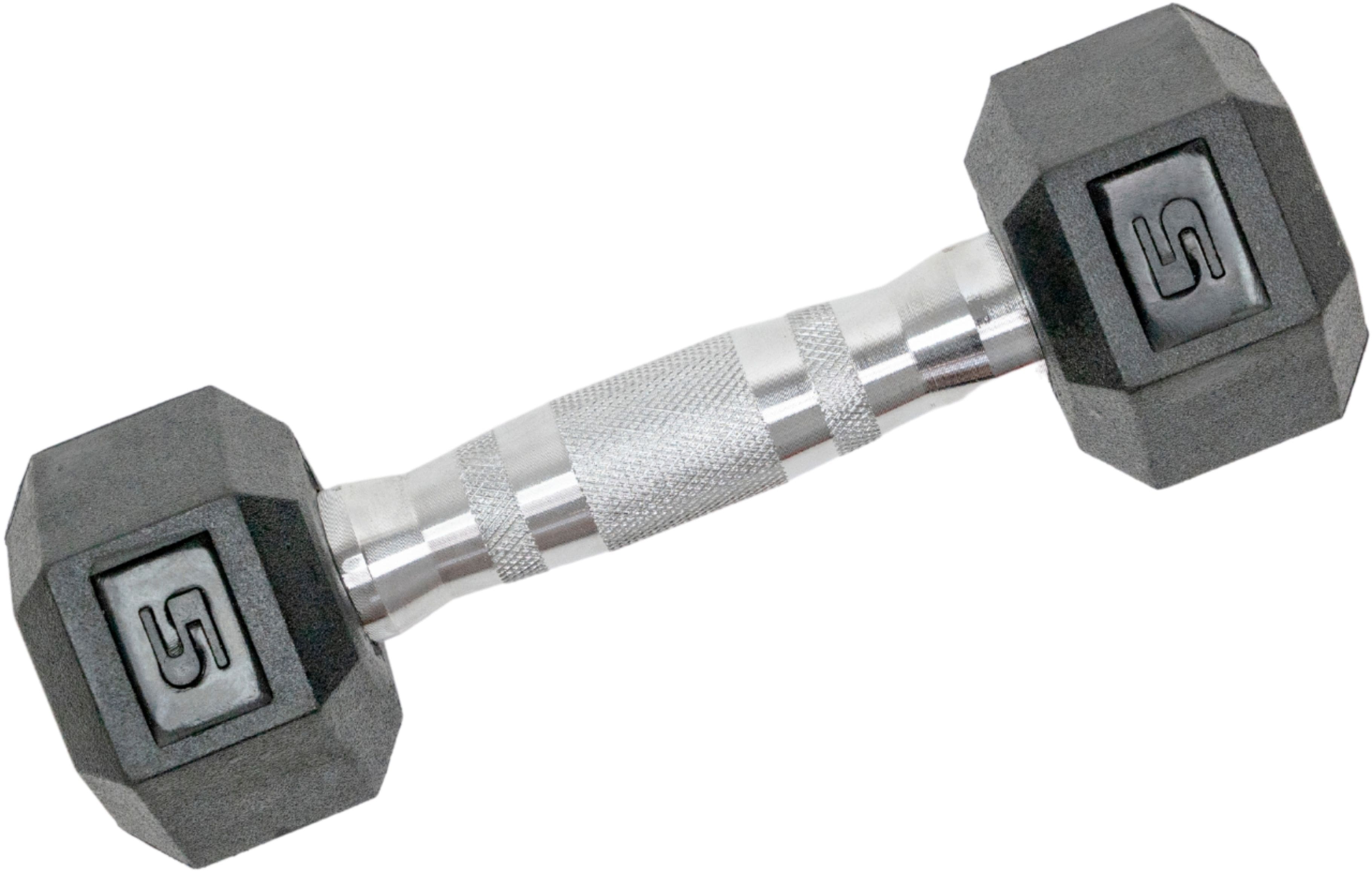Alt View 11. Tru Grit - 5-lb Hex Rubber Coated Dumbbell Single - Black/Silver.