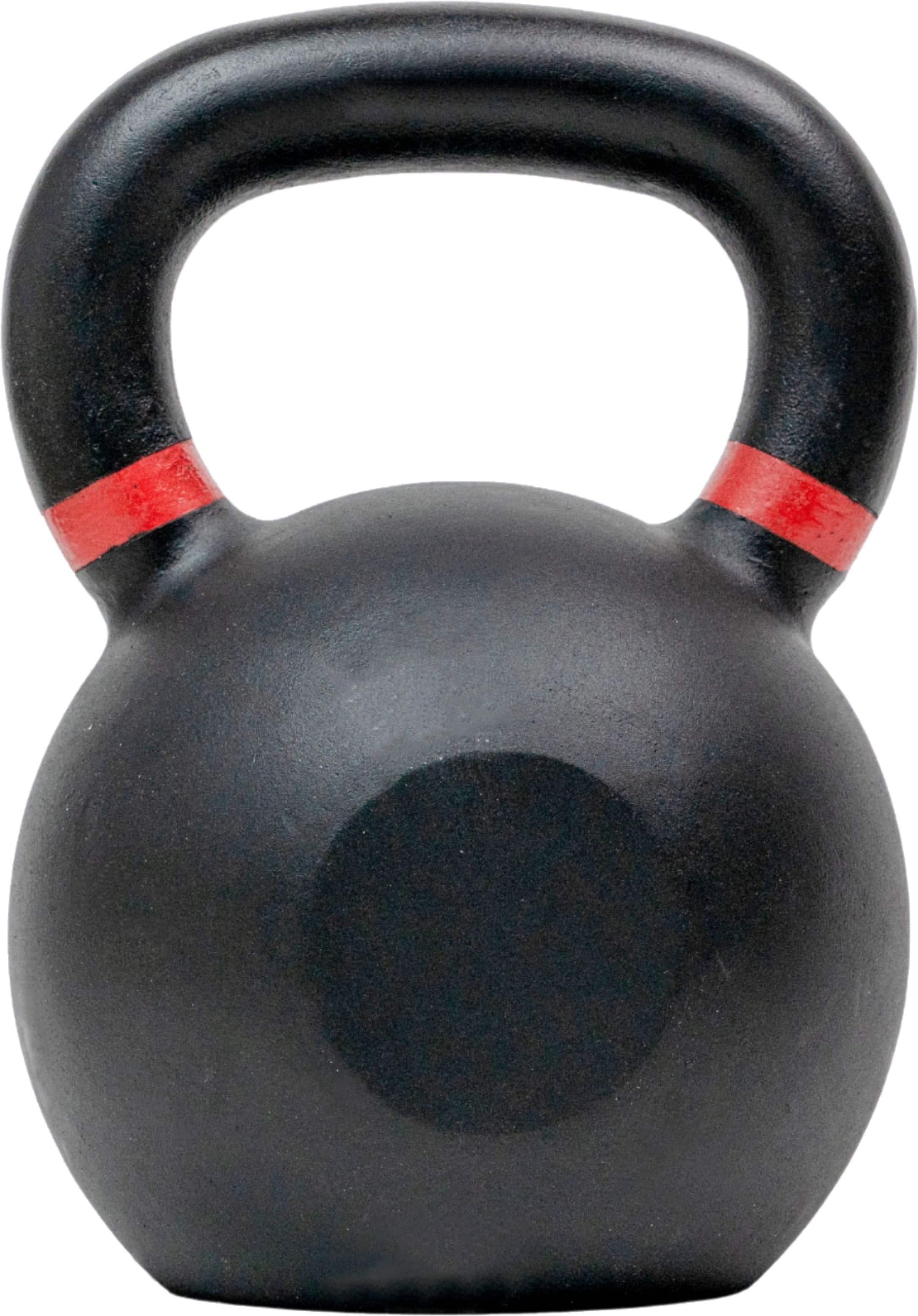 Left View: Tru Grit - 70-lb Cast Iron Kettlebell - Black