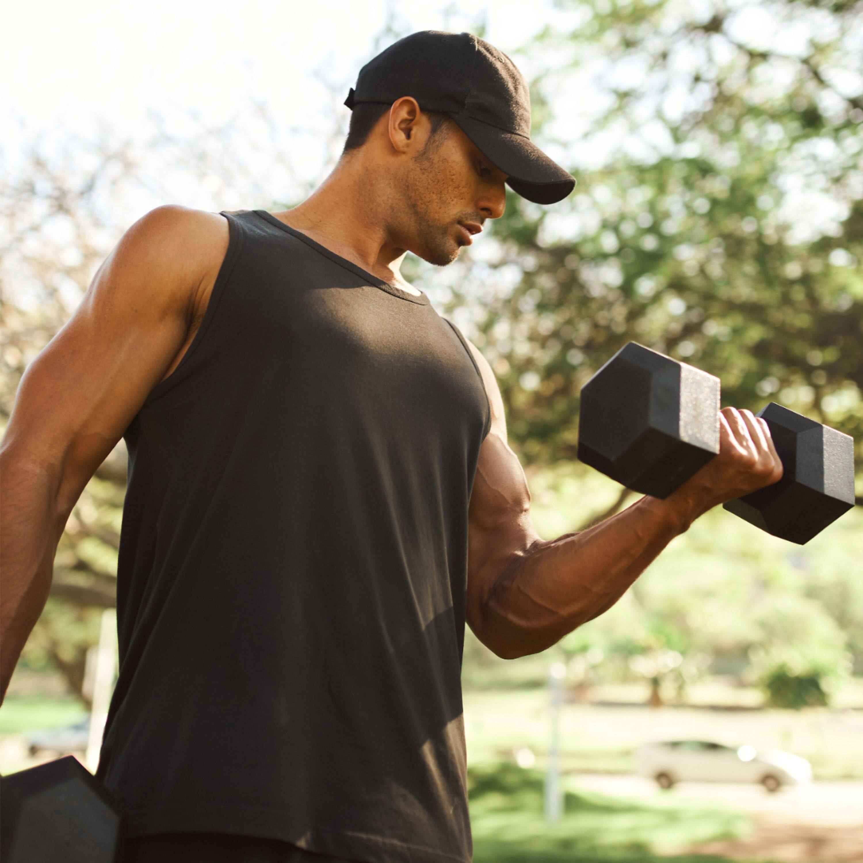 Alt View 13. Tru Grit - 65-lb Hex Rubber Coated Dumbbell Single - Black/Silver.