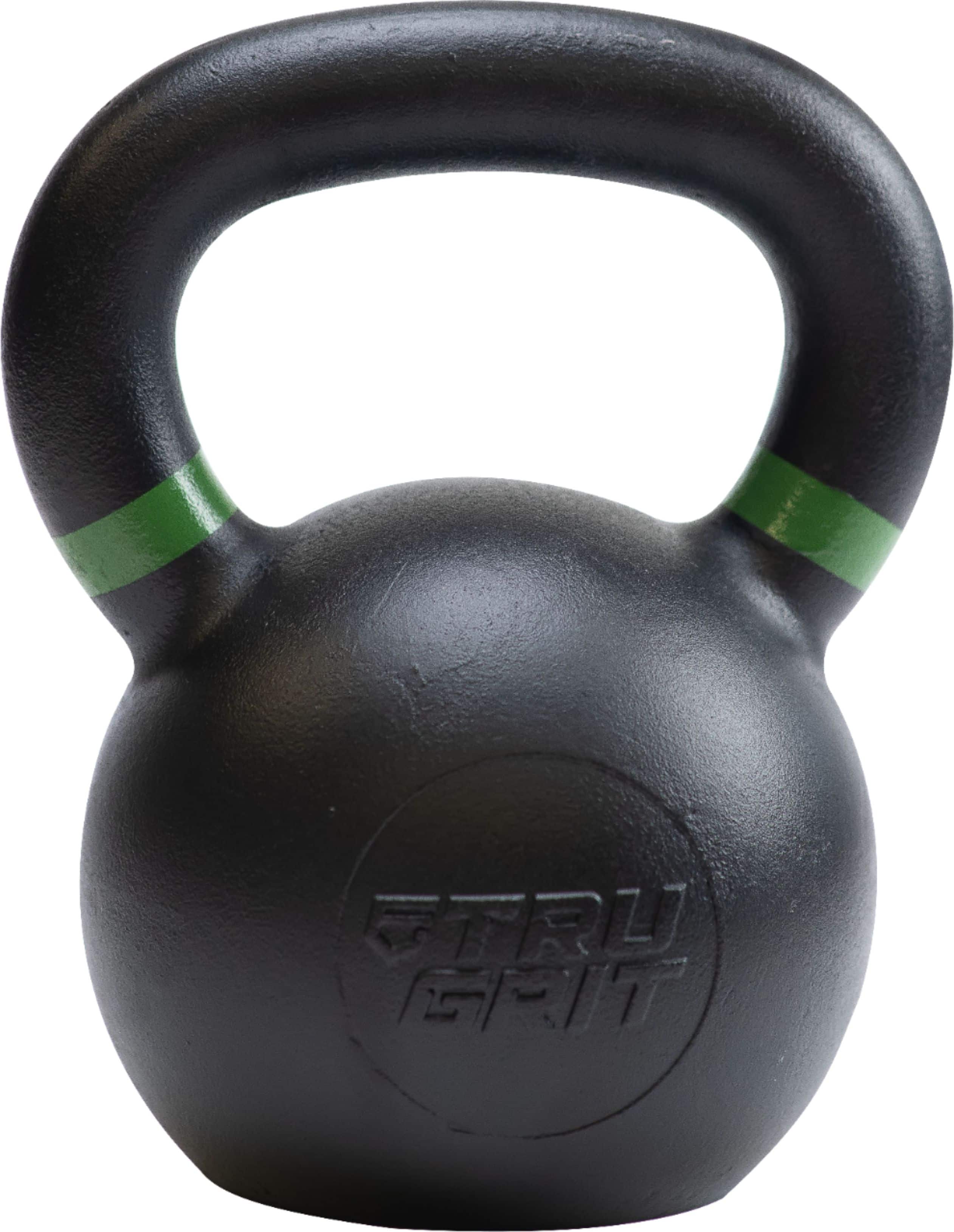 Left. Tru Grit - 44-lb Cast Iron Kettlebell - Black.