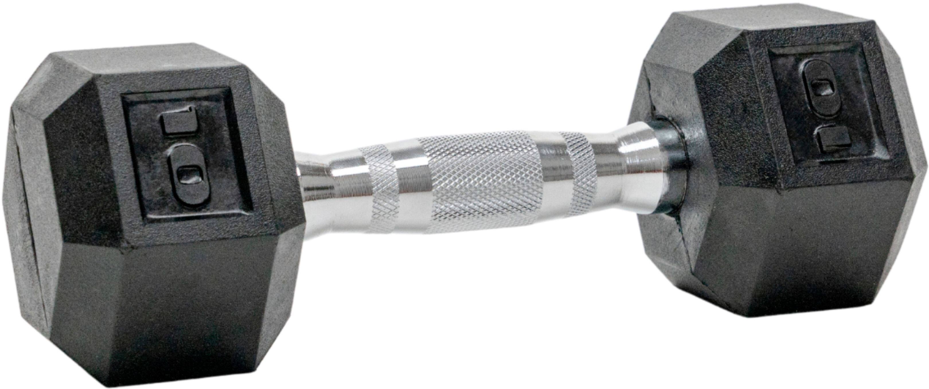 Angle View: Tru Grit - 10-lb Hex Rubber Coated Dumbbell Single - Black/Silver