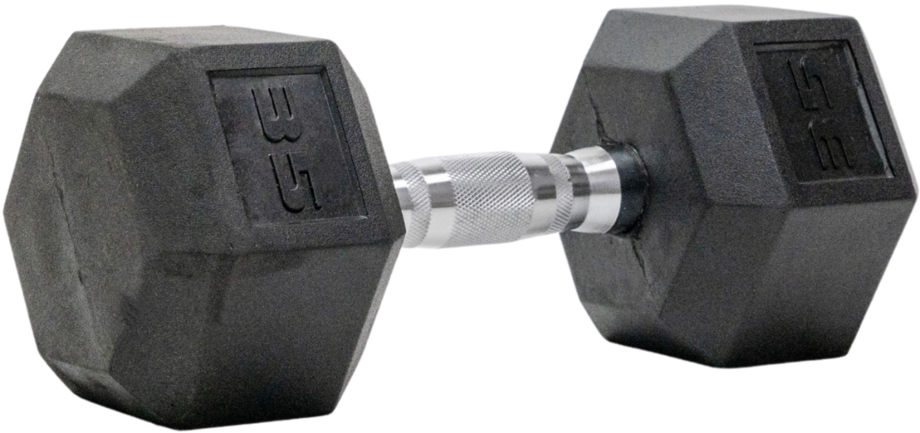 Angle View: Tru Grit - 35-lb Hex Rubber Coated Dumbbell Single - Black/Silver
