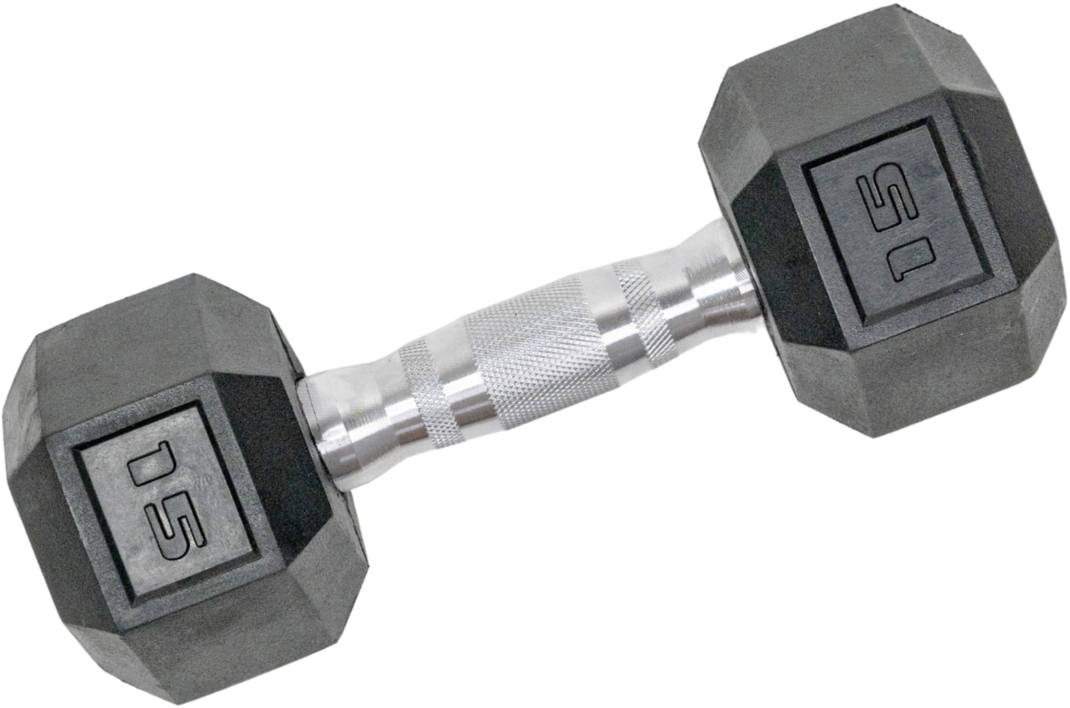 Alt View 11. Tru Grit - 15-lb Hex Rubber Coated Dumbbell Single - Black/Silver.