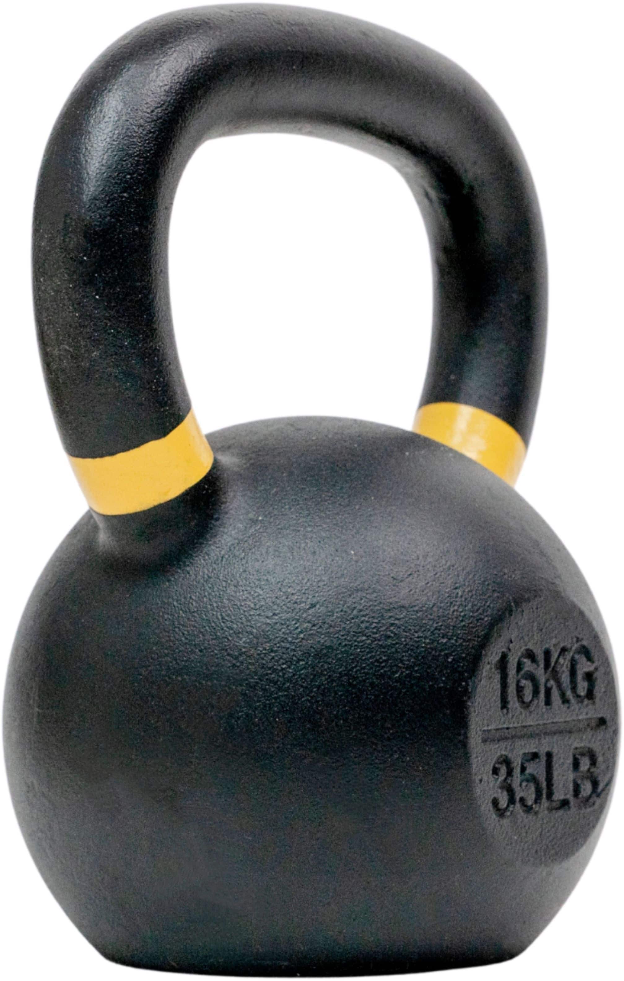 Angle. Tru Grit - 35-lb Cast Iron Kettlebell - Black.