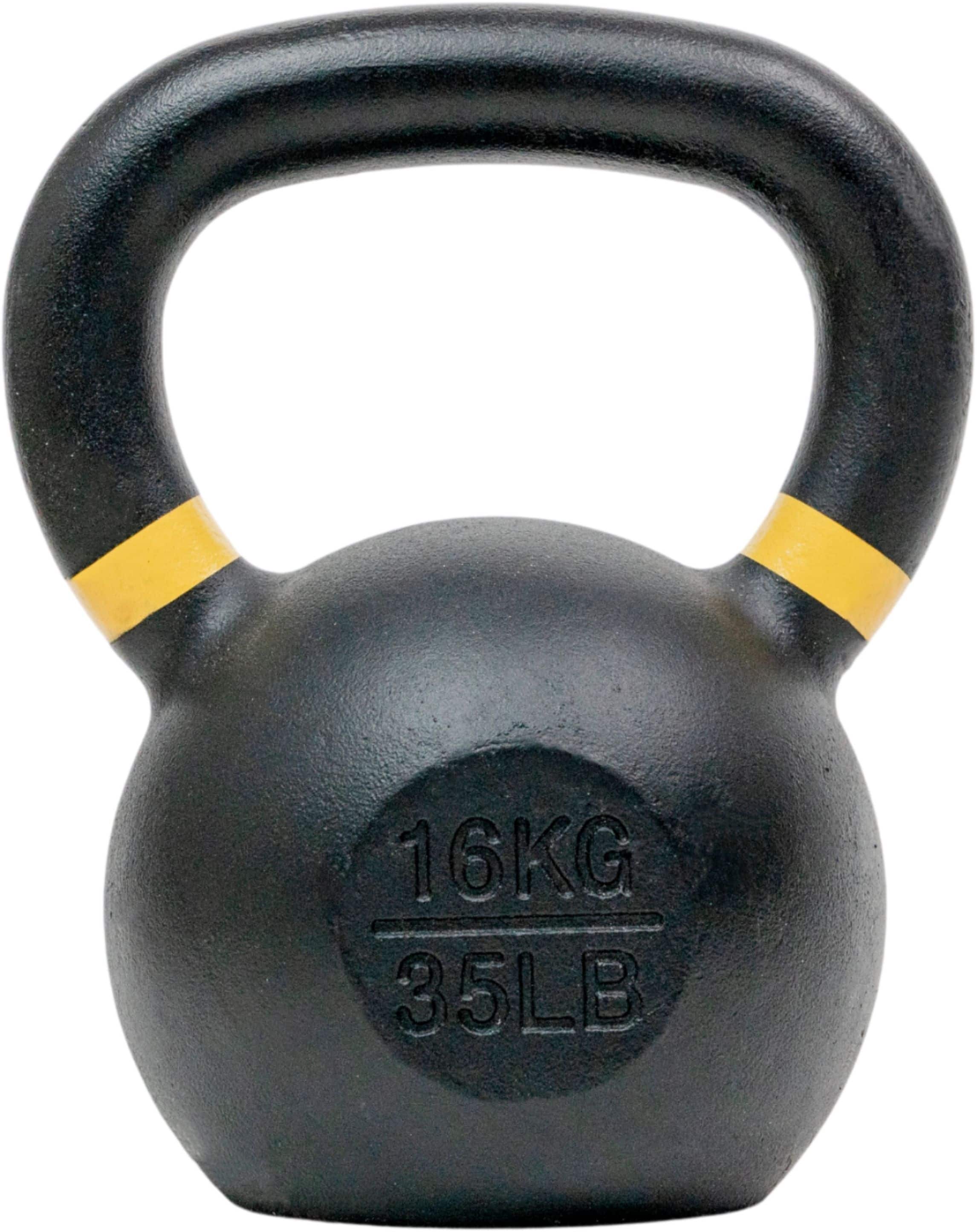Front. Tru Grit - 35-lb Cast Iron Kettlebell - Black.