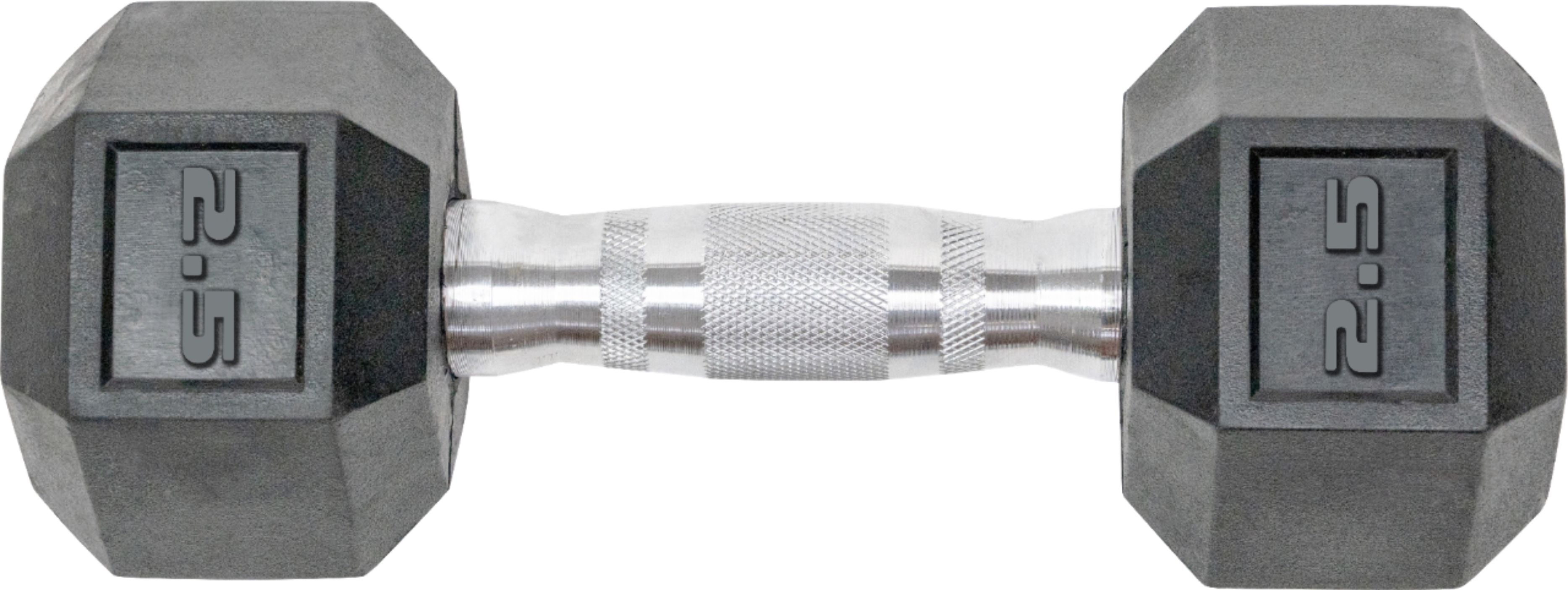 Front. Tru Grit - 2.5-lb Hex Rubber Coated Dumbbell Single - Black/Silver.