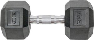 Tru Grit - 30-lb Hex Rubber Coated Dumbbell Single - Black/Silver