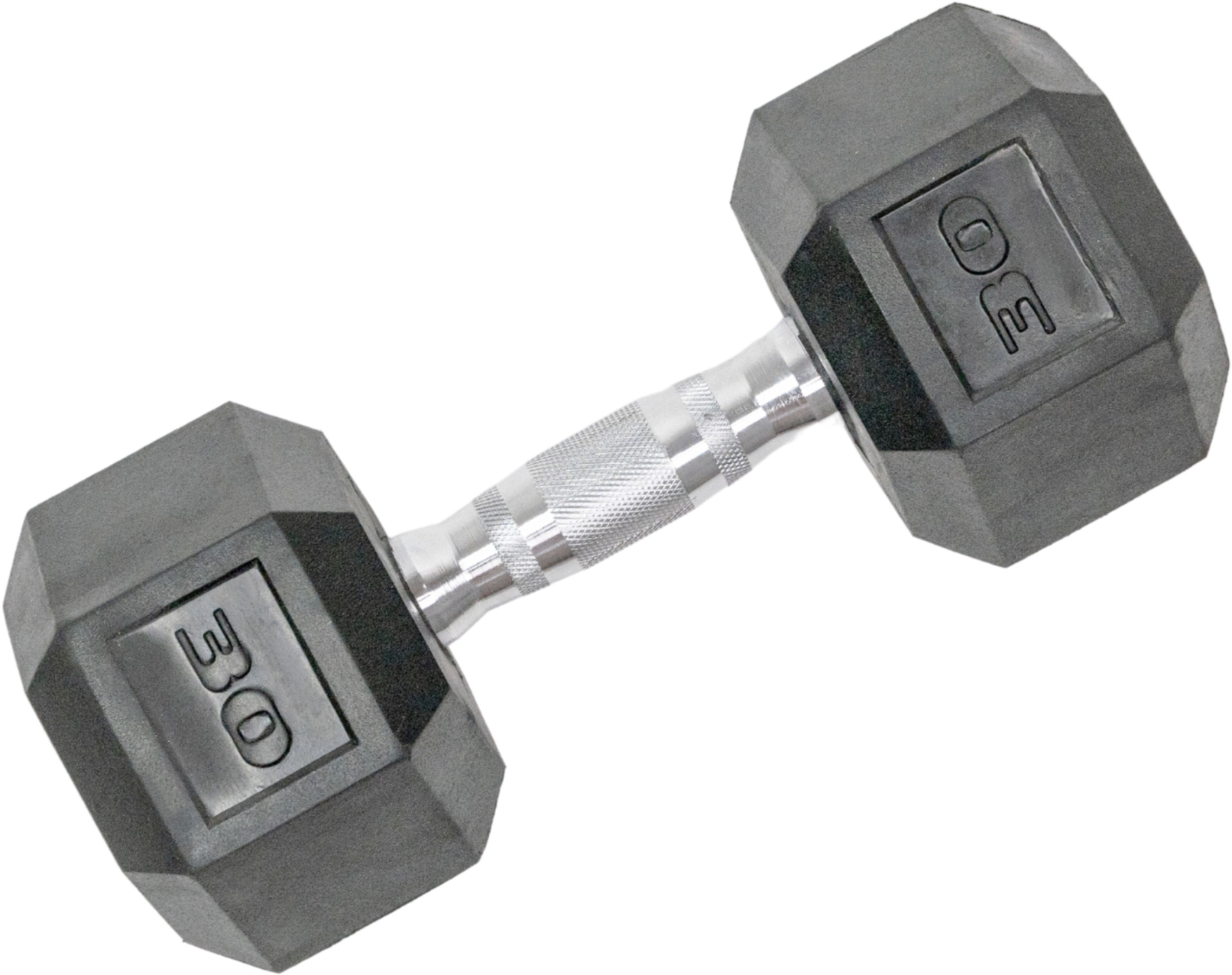 Alt View 11. Tru Grit - 30-lb Hex Rubber Coated Dumbbell Single - Black/Silver.