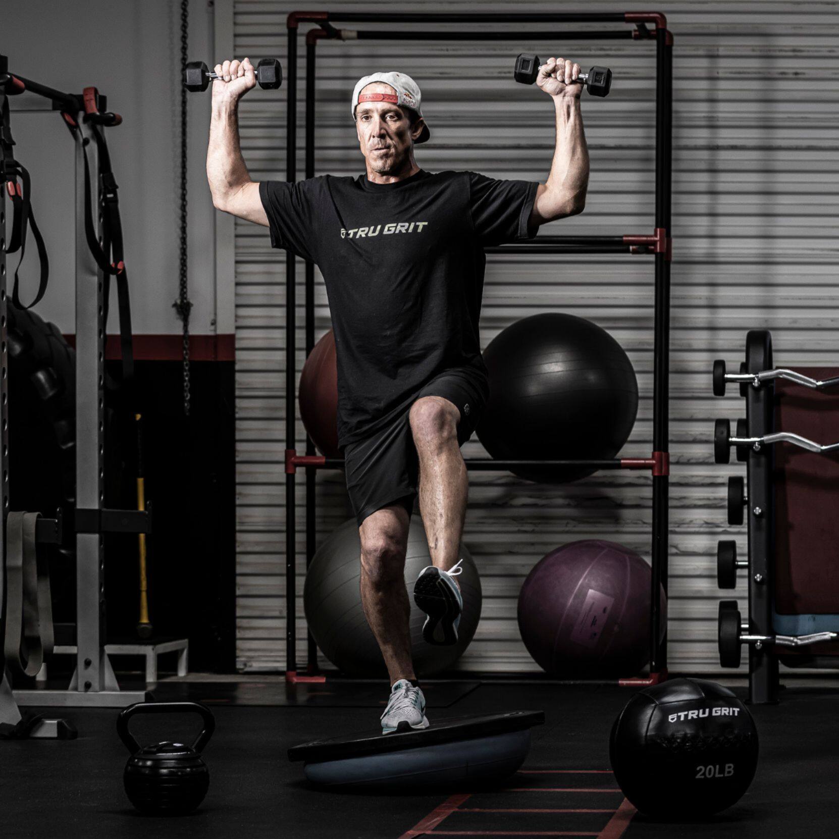 Alt View 15. Tru Grit - 30-lb Hex Rubber Coated Dumbbell Single - Black/Silver.