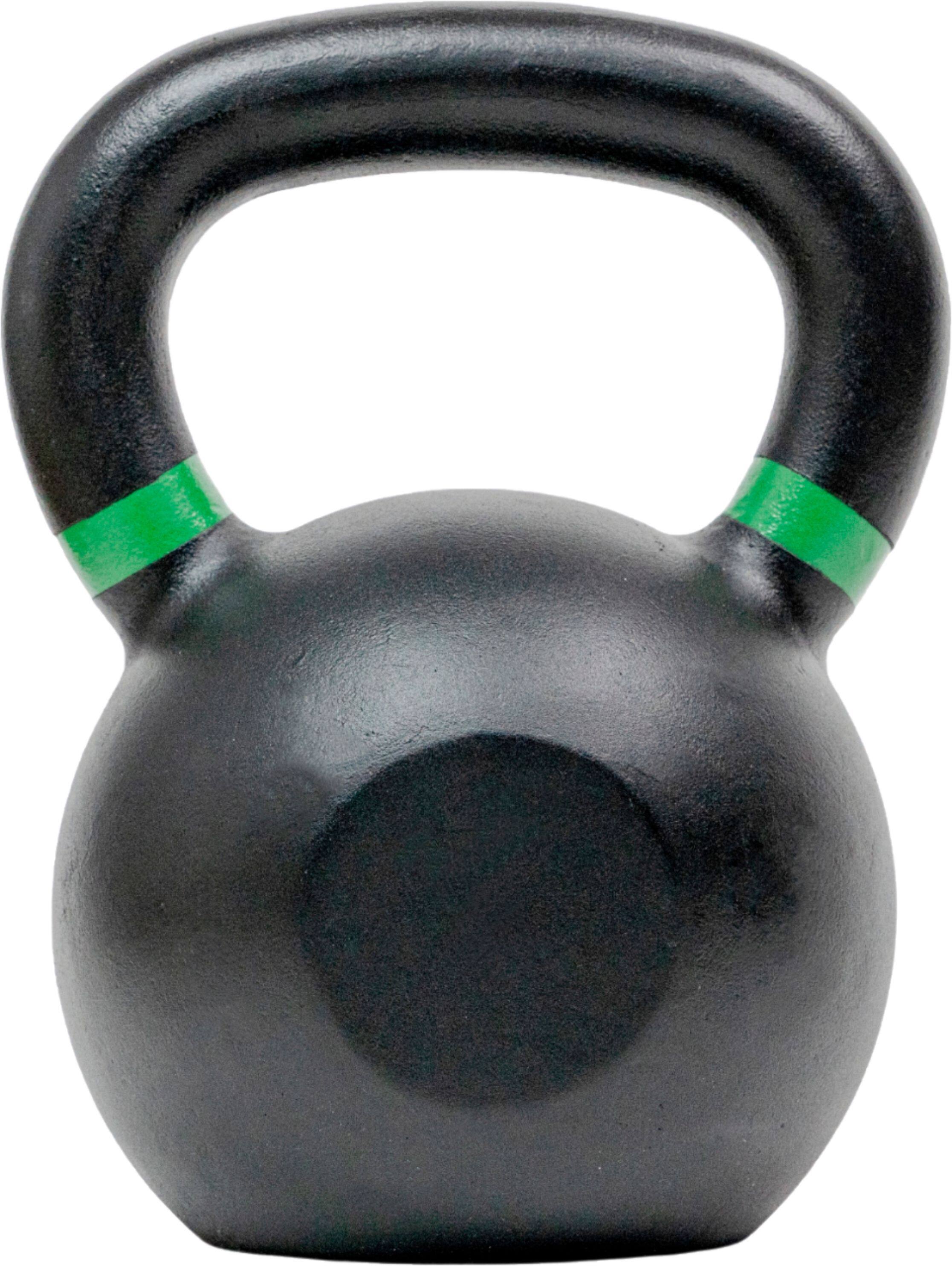 Left. Tru Grit - 53-lb Cast Iron Kettlebell - Black.