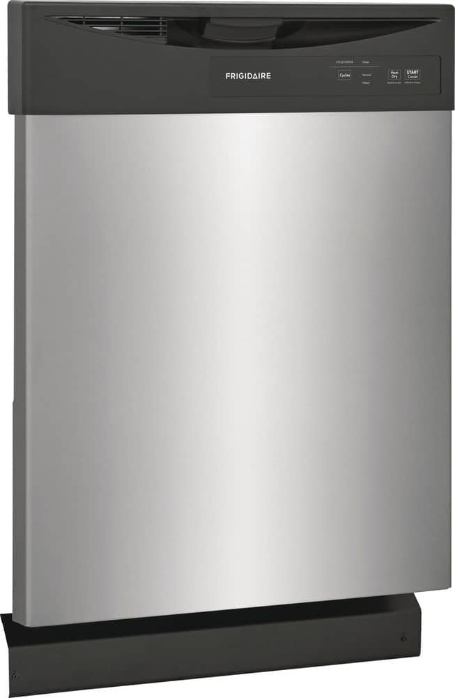 Angle. Frigidaire - 24" Front Control Built-In Dishwasher with Energy Saver Dry, 62dba - Stainless steel.