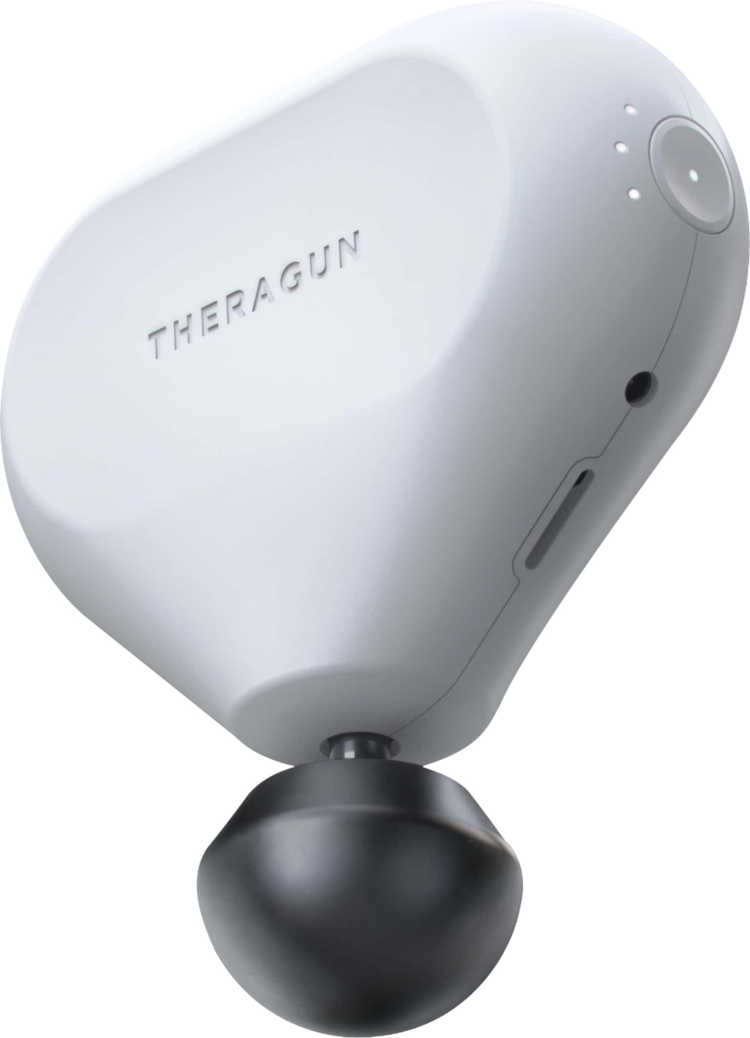 Left View: Therabody - Theragun mini Handheld Percussive Massage Device (Latest Model) with Travel Pouch - White