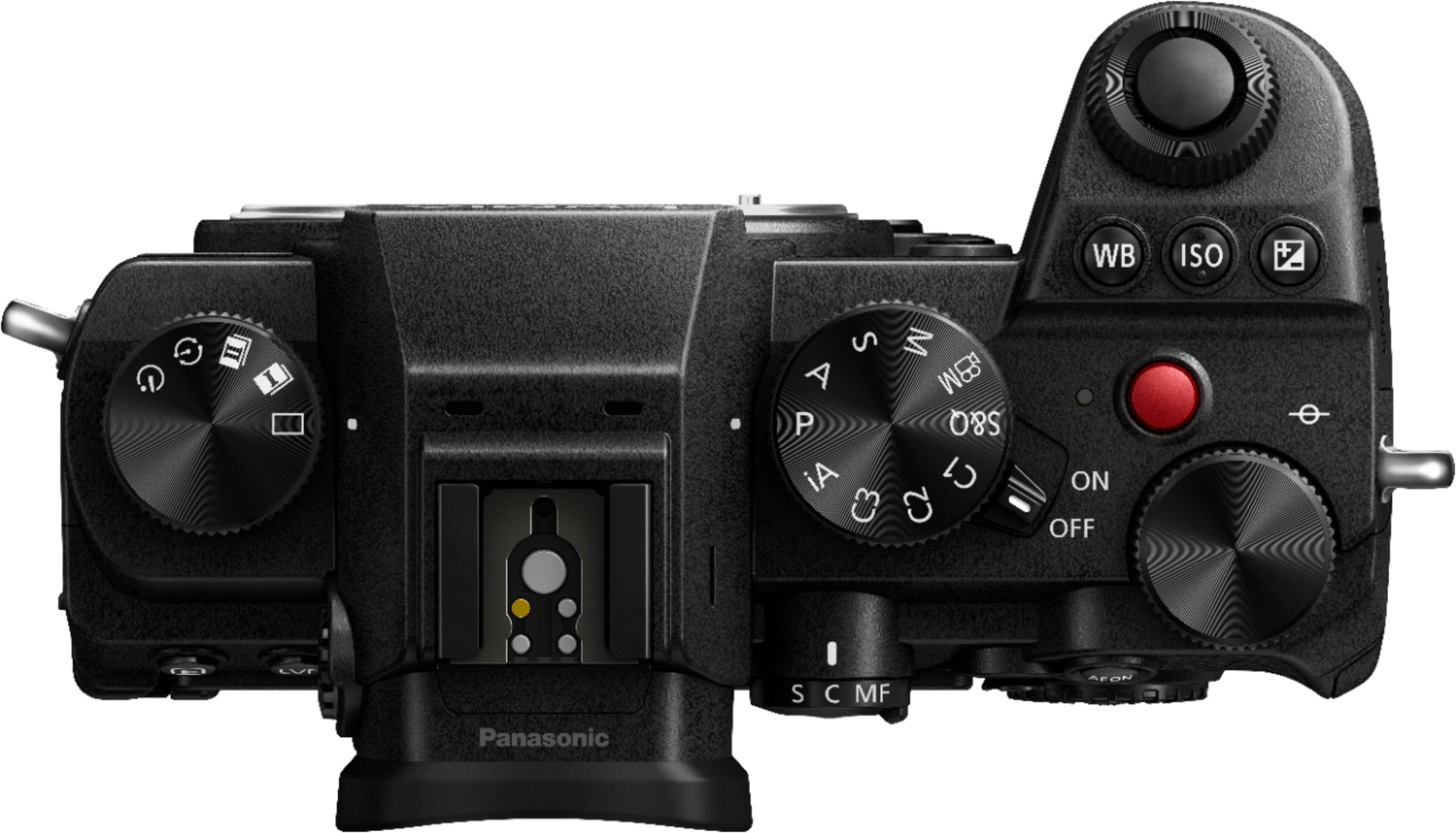 Top. Panasonic - LUMIX S5 Mirrorless Camera Body - DC-S5BODY - Black.