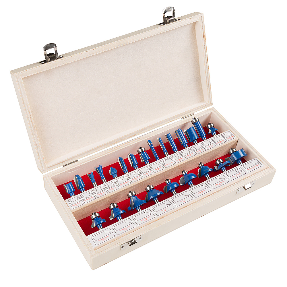Fleming Supply 24-Piece Router Bit Set- Carbide Tipped, ¼” Shafts & Includes Wood Storage Case - Blue