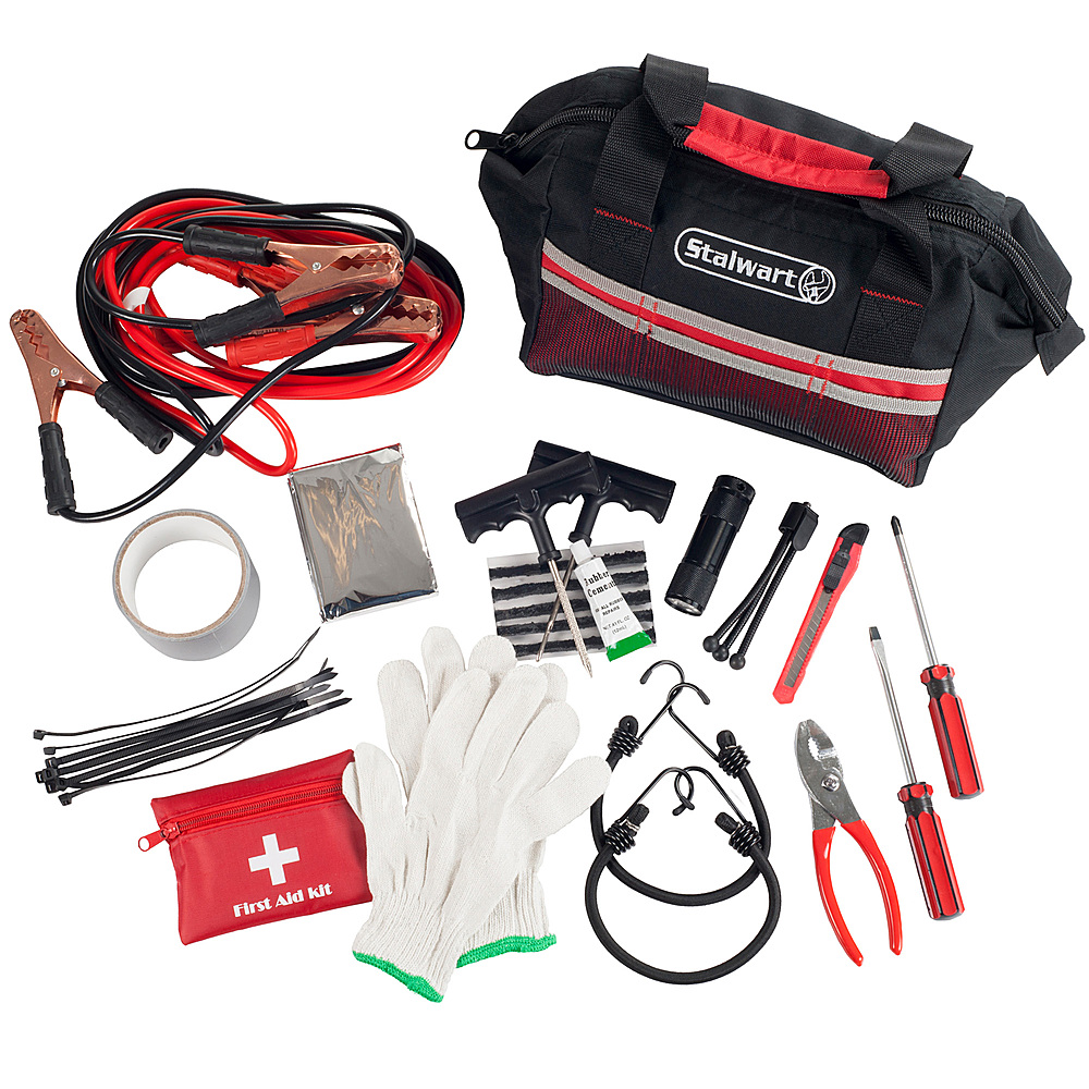 Fleming Supply Roadside Emergency Kit- 55 Pieces - Black, Red