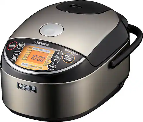 Angle. Zojirushi - 5.5 Cup Pressure Induction Heating Rice Cooker - Stainless Steel Black.