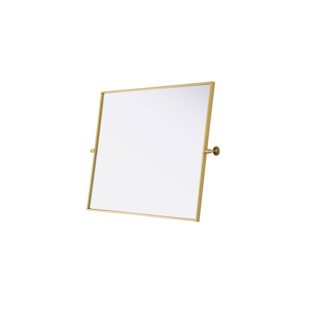 Left. Elegant Kitchen and Bath - Amoura 40X30 Pivot Mirror In Brass - Brass.