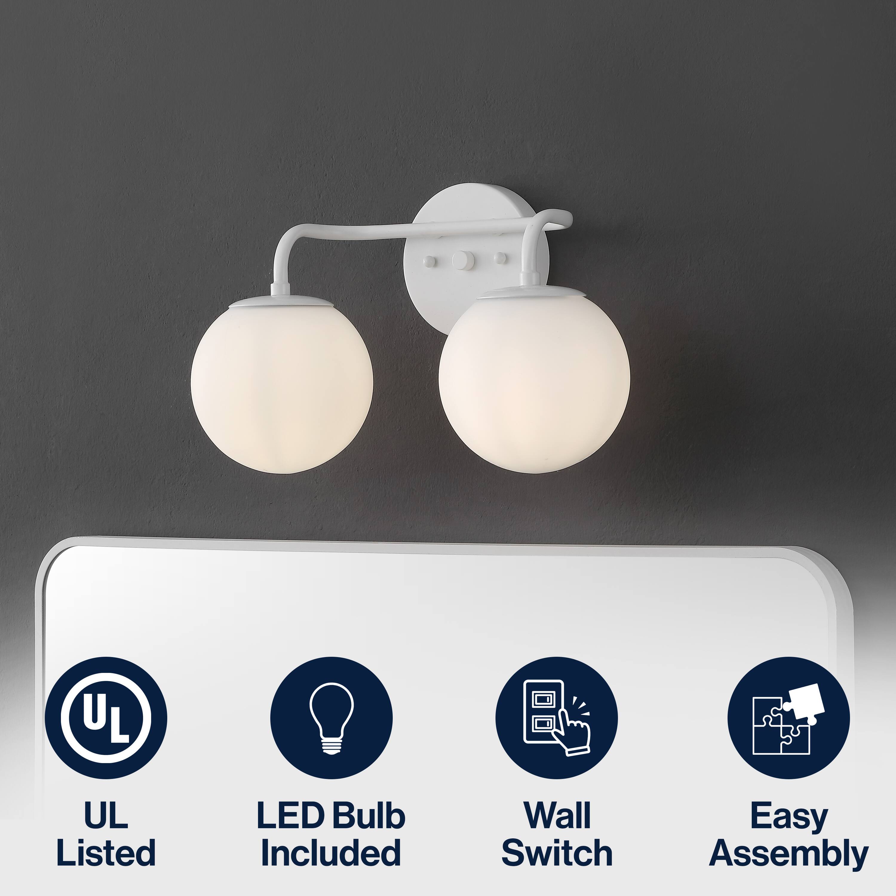 - UL Listed
- LED Bulb Included
- Wall Switch
- Easy Assembly