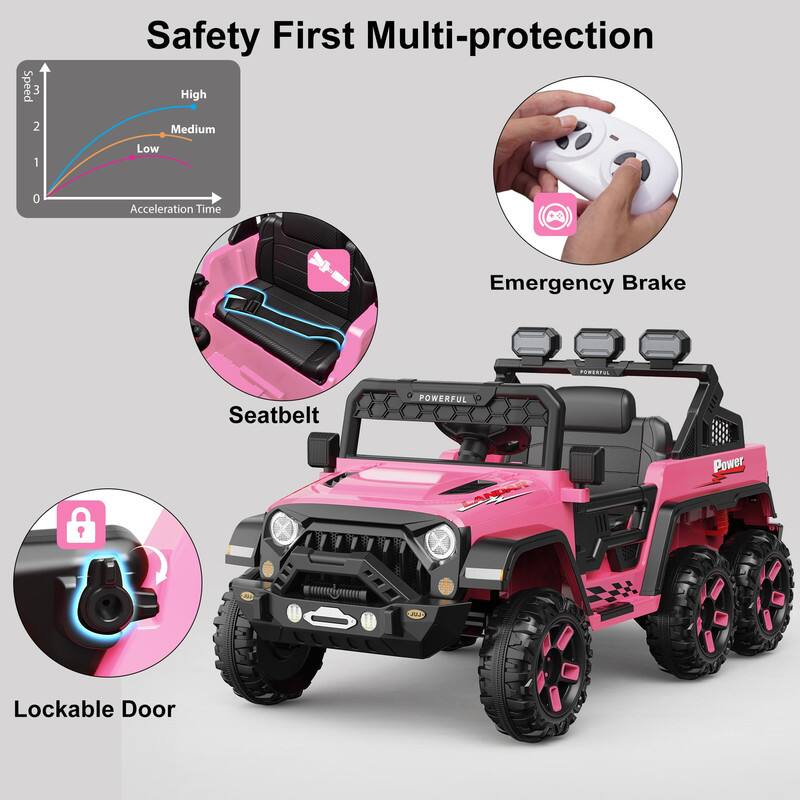 Safety First Multi-protection

- Speed: High, Medium, Low
- Acceleration Time
- Emergency Brake
- Seatbelt
- Lockable Door