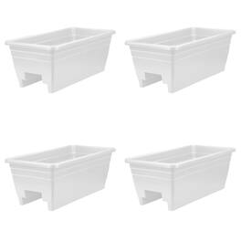 The HC Companies - HC Companies 24 Inch Deck Rail Box Planter with Drainage Holes, (4 Pack) - White
