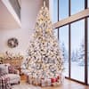 Front. Gymax - Gymax 9 FT Pre-Lit Artificial Christmas Tree w/ 150 Warm White LED Lights Hinge - White.
