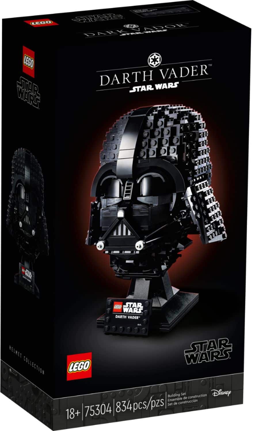 Left. LEGO - Star Wars Darth Vader Helmet 75304 Collectible Building Kit (834 Pieces).