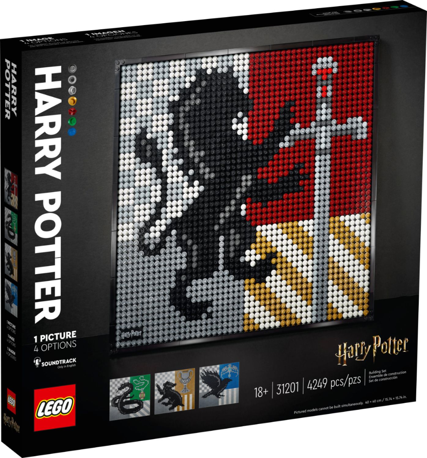 Left View: LEGO - ART Harry Potter Hogwarts Crests 31201