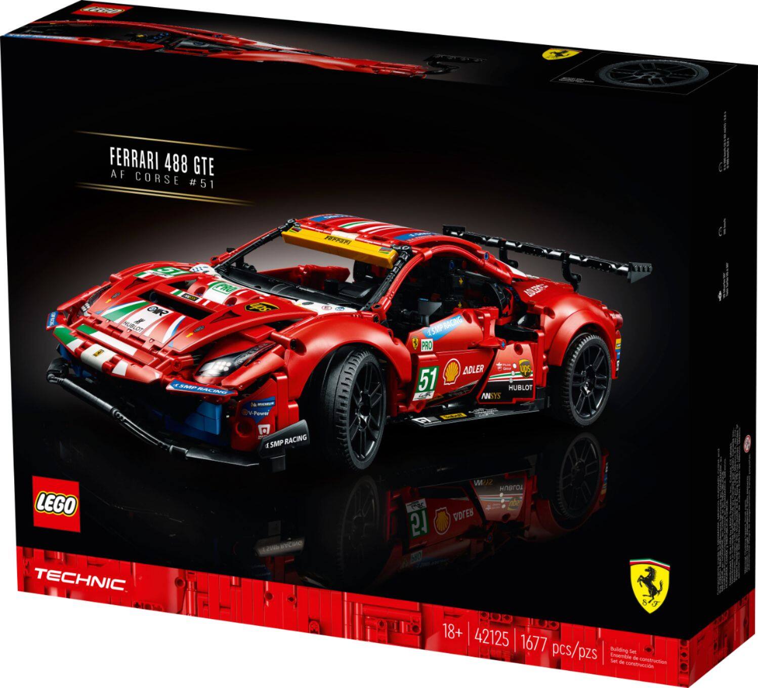 Angle. LEGO - Technic Ferrari 488 GTE AF Corse 51 42125.