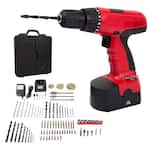 Fleming Supply - Cordless Drill Tool Set- 89 Piece Drill Bits, Wire Brush Wheels, Router Bits, Grinding & Polishing Kit - Red, Black