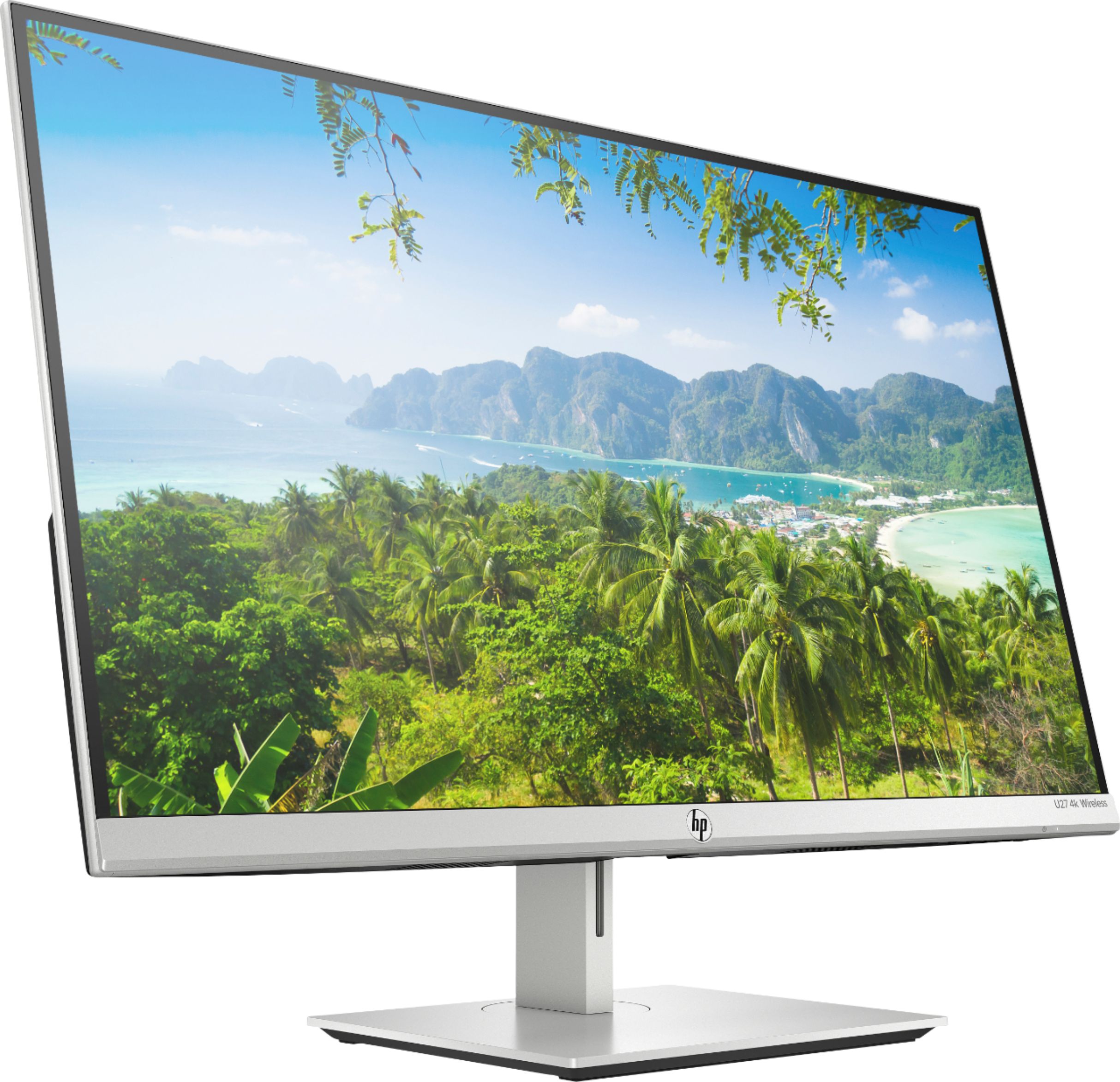 Angle View: HP - U27 27" IPS LED 4K UHD FreeSync Monitor (DisplayPort, HDMI, USB) - Natural Silver