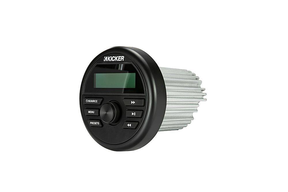 Left. KICKER - KMC2 Gauge-Style Media Center/Radio w/Bluetooth - Black.
