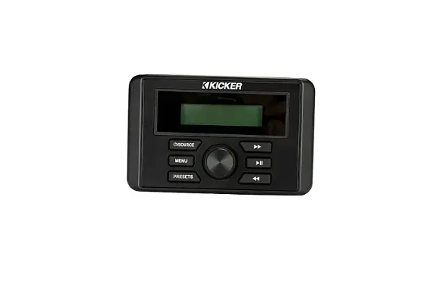 Front. KICKER - KMC3 Square Media Center/Radio w/Bluetooth - Black.