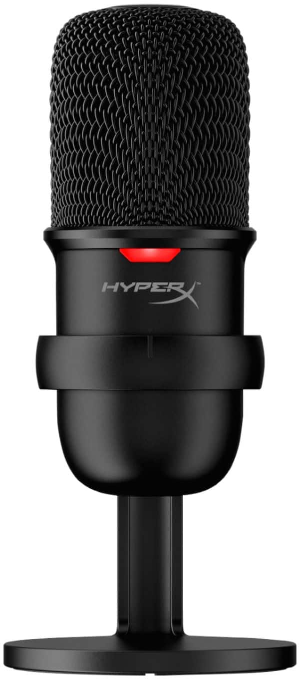 Front. HyperX - SoloCast Wired Cardioid USB Condenser Gaming Microphone - Black.