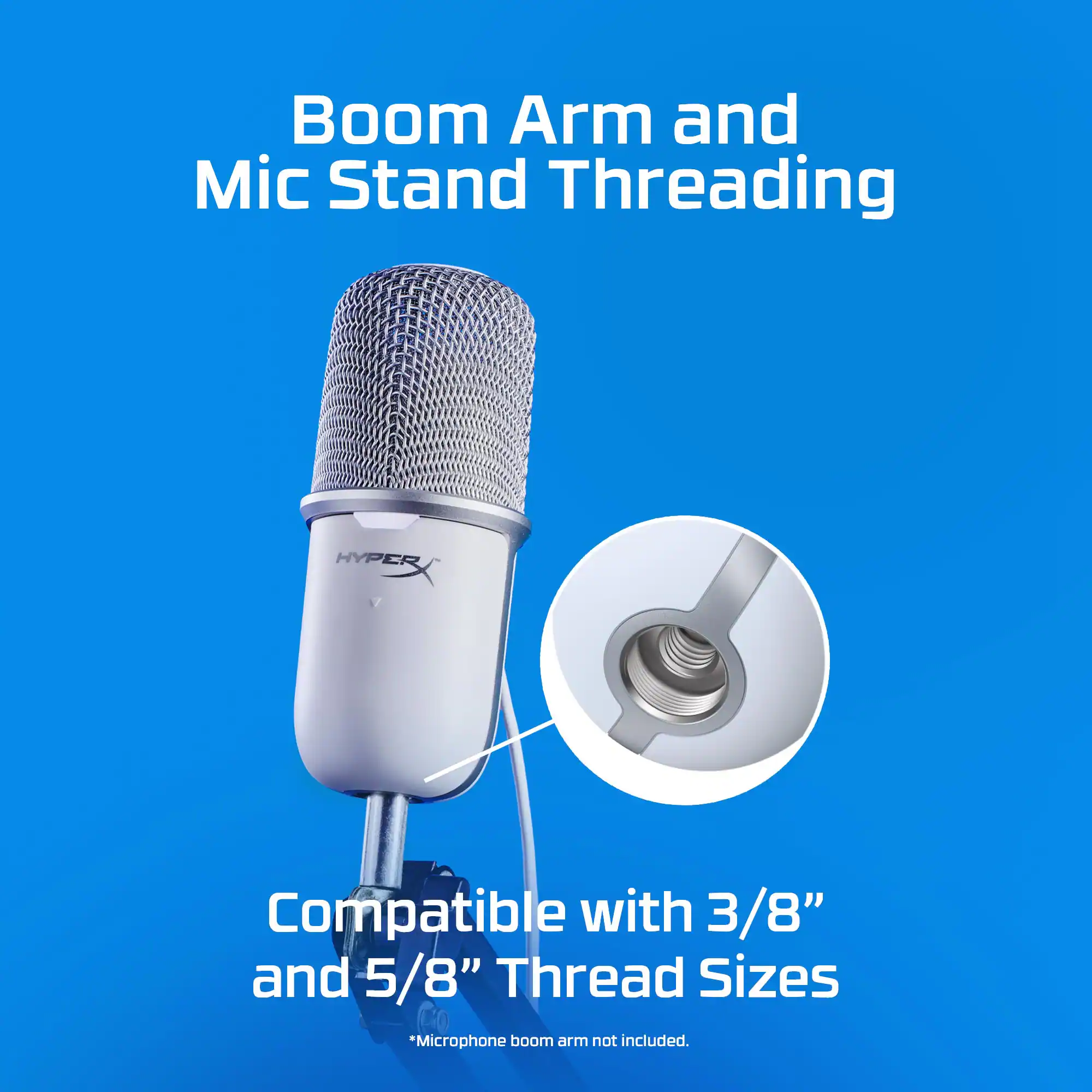 Boom Arm and Mic Stand Threading HYPERT HYPER Compatible with 3/8" and 5/8" Thread Sizes "Microphone boom arm not included."