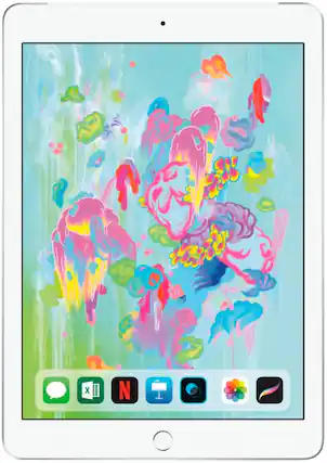 Front. Apple - Certified Refurbished iPad (6th Generation) (2018) Wi-Fi - 32GB - Silver.