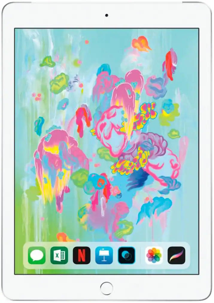 Front. Apple - Certified Refurbished iPad (6th Generation) (2018) Wi-Fi - 32GB - Silver.